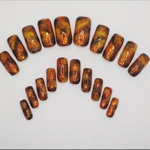 Tortoise Marbled Long Square Press On Nails-Set
